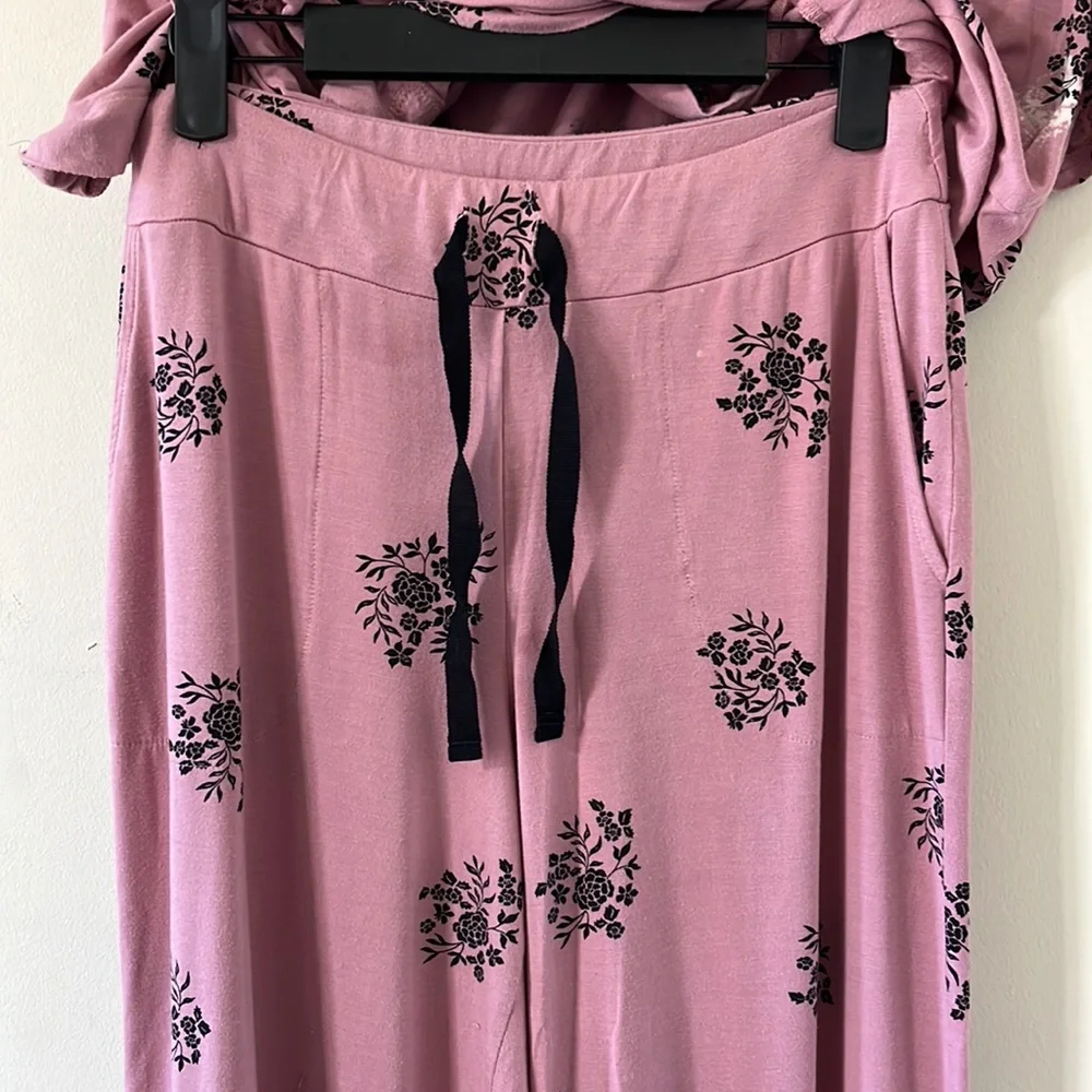 Soma Cool Nights Pajama Set in Peaceful Floral Pink FLAWED Sz Small - Picture 8 of 13